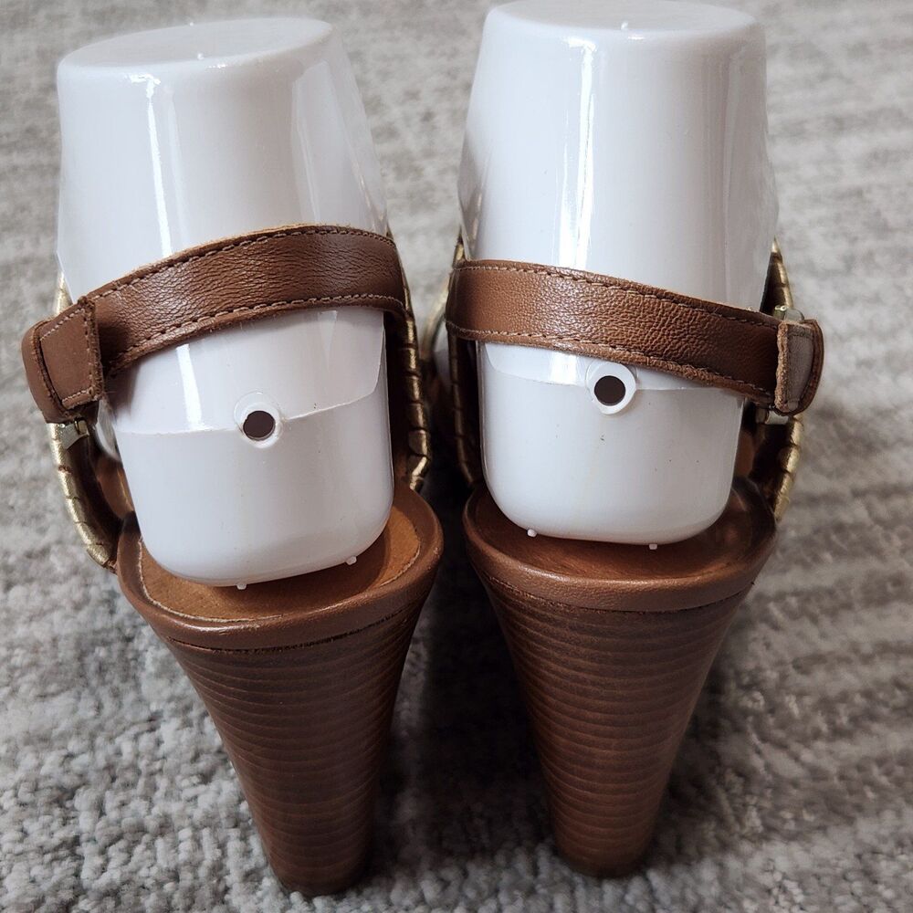 Jack Rogers Vanessa Stacked Platform Wedge Heel Sandal tan gold size 8 - Picture 7 of 12